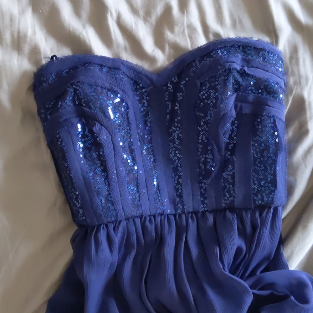 BCBG strapless sweetheart chiffon gown